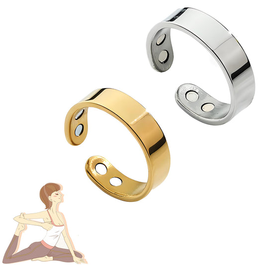 LIU JUN Rings for Women, Magtherapy Lymphatic Drainage Titanium Ion Rings Lymph Nodes Acupuncture Therapy Open Olux Ring For Women Men Health Jewelry Gifts(2magnts-gold+silver)