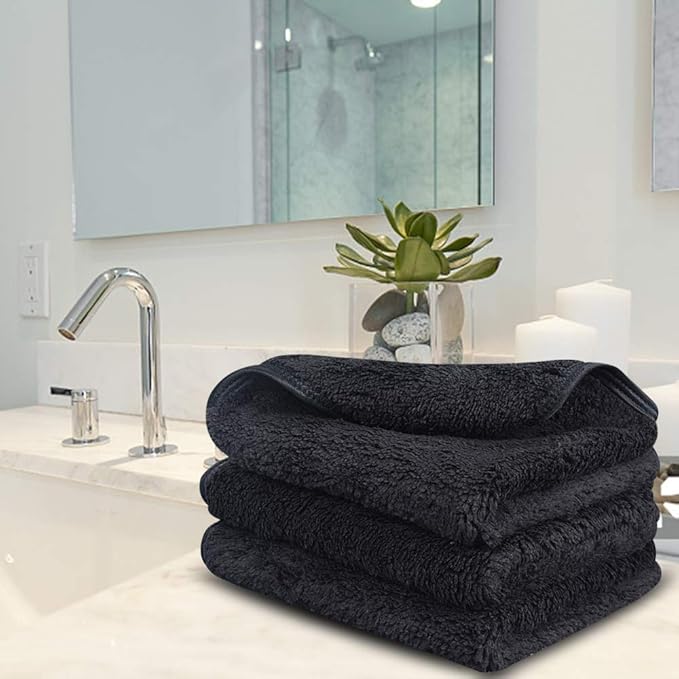 SINLAND Absorbent Coral Velvet Washcloth Ultra Soft Microfiber Face Towels 12 x