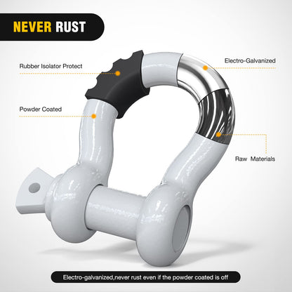 Nilight 2 Pack 3/4" D-Ring Shackle with 7/8" Screw Pin 41,887lbs Break Strength, Heavy Duty Off Road Recovery with Isolators Washers for Use with Tow Strap, Winch, Off-Road Jeep Truck Vehicle