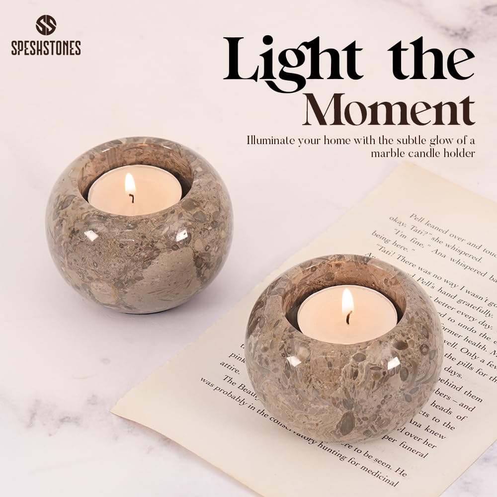 SPESHSTONES Marble Tealight Candle Holder 3 Inch Mini Votive Candle Holders for Table Centerpieces, Room Decor- Decorative Candles Holders for Wedding Gifts