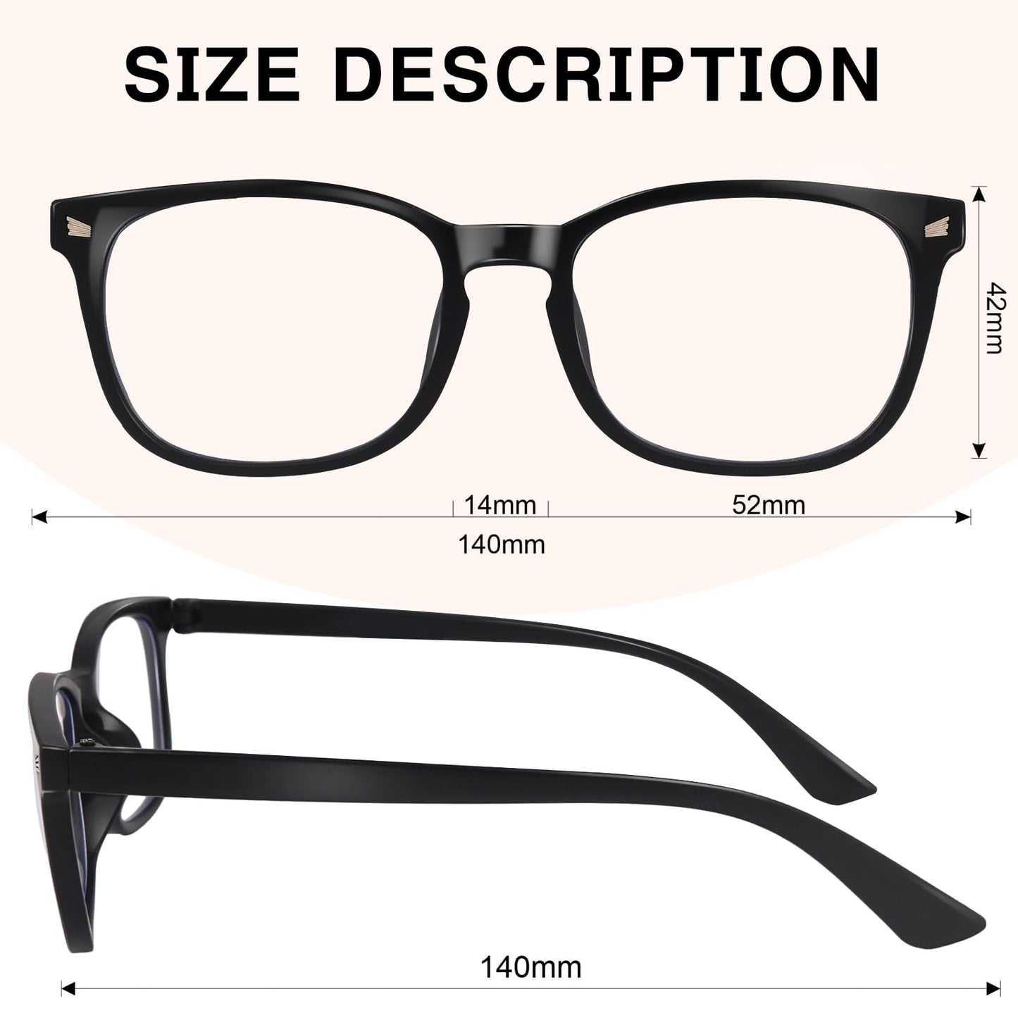 WINTOO Blue Light Glasses for Woman Men | 99% Blue Light Blocking Glasses | Computer Glassess | Night Driving | Gaming | TV Phone Screen Reader Square Frame | Anti Eyestrain & UV Glare Protection