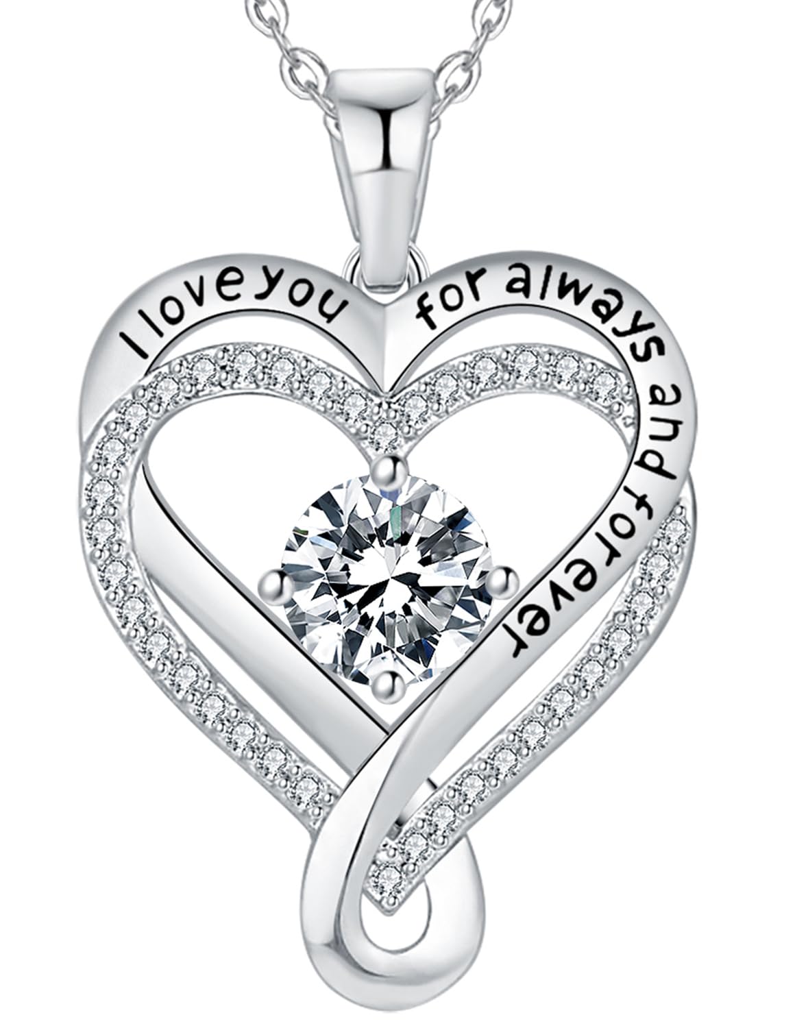 Jewelry for Women Wife Infinity Heart Birthstone I Love You Necklace S925 Anniversary Women Necklaces for Her Wife Birthday Gift Ideas, Birthday Present for Girlfriend Mom Daughter Sterling Silver