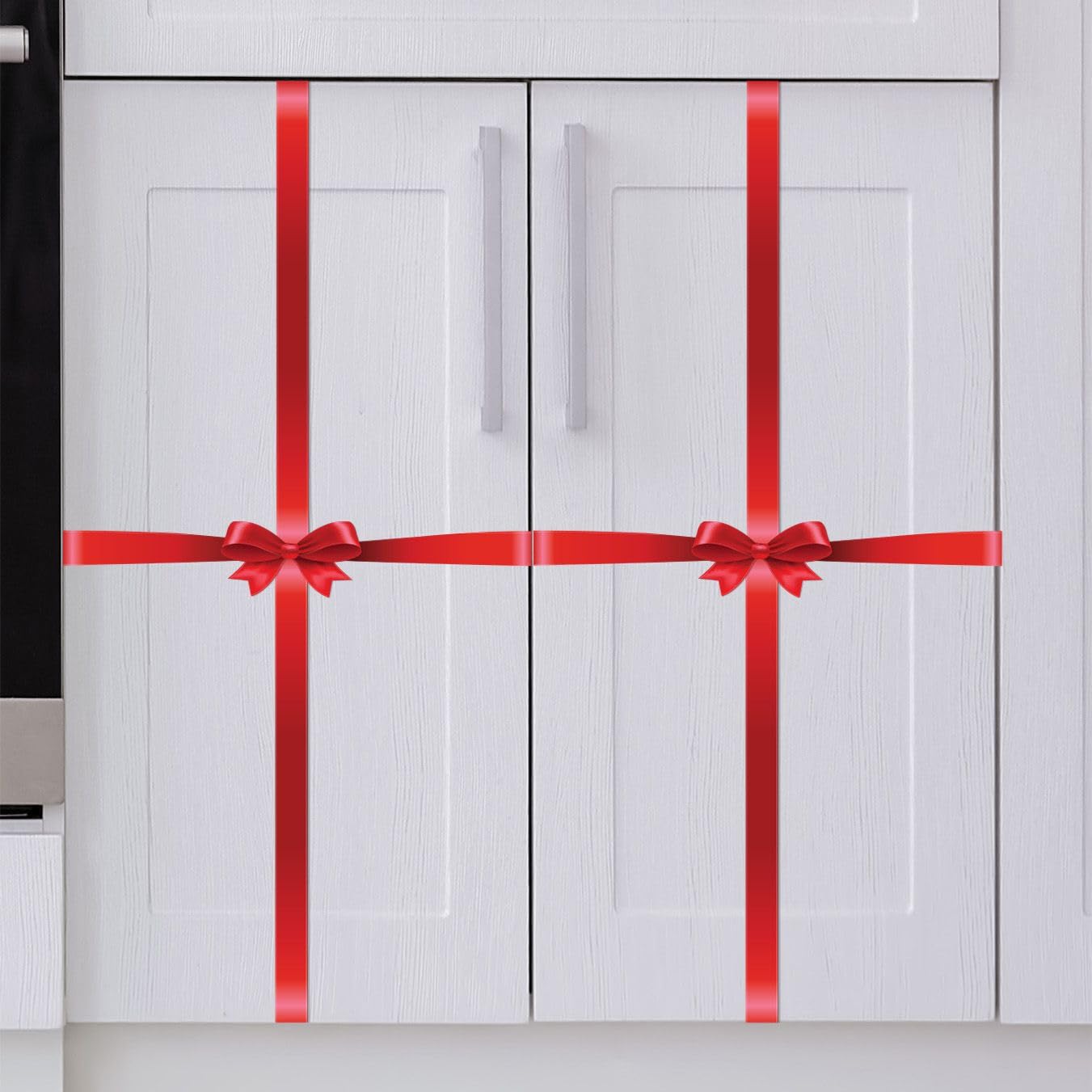 Wall Wear Classic Christmas Decal Kit – 9 Peel & Stick Sheets with Festive Ornaments, red Bows, Nutcracker & Wreaths. Removable, Water-Resistant & Rental-Safe Holiday Wall décor.