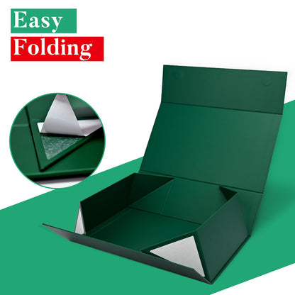 LIFELUM Gift Boxes with Lids 2 Pack 13.85 x 8.35 x 4.45 inch Green Christmas Gift Boxes with Strong Magnetic Lid for Presents with Luxury Accessories Card, Ribbon, Filler,Sticker