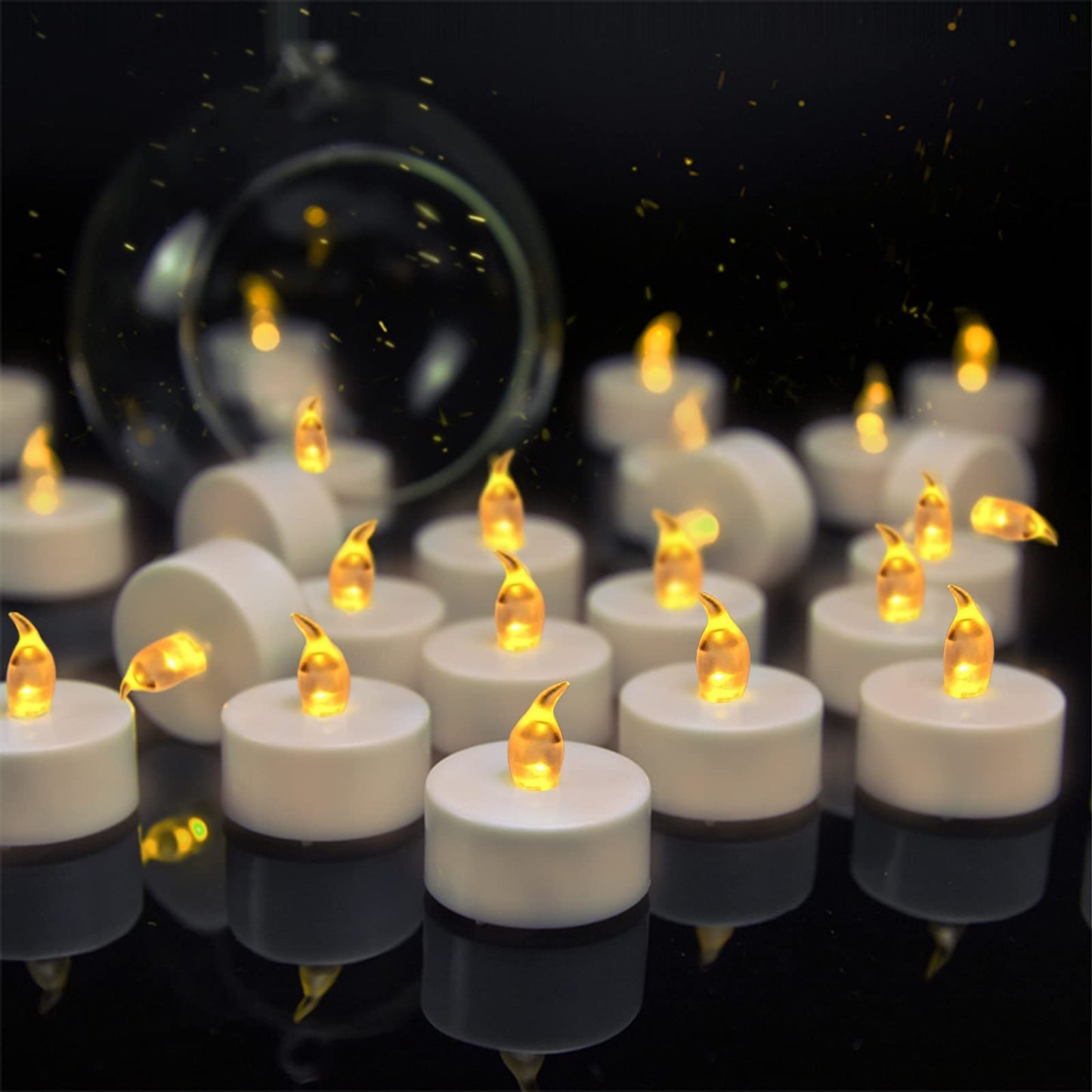 VETOUR 50Pcs Tea Lights Candles Battery Operated: Realistic LED Flameless Tea Light Candle Steady Battery Tealights Long Lasting Flickering Fake Candles Christmas Gifts Home Decoration