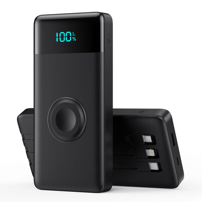 Wireless Portable Charger 40800mAh with 3 Built-in Cables,7-in-1 15W Wireless Charging Power Bank,25W PD QC 4.0 Fast Charging USB C LCD Display Battery Pack for iPhone 17/16/15/13,Samsung,Android etc
