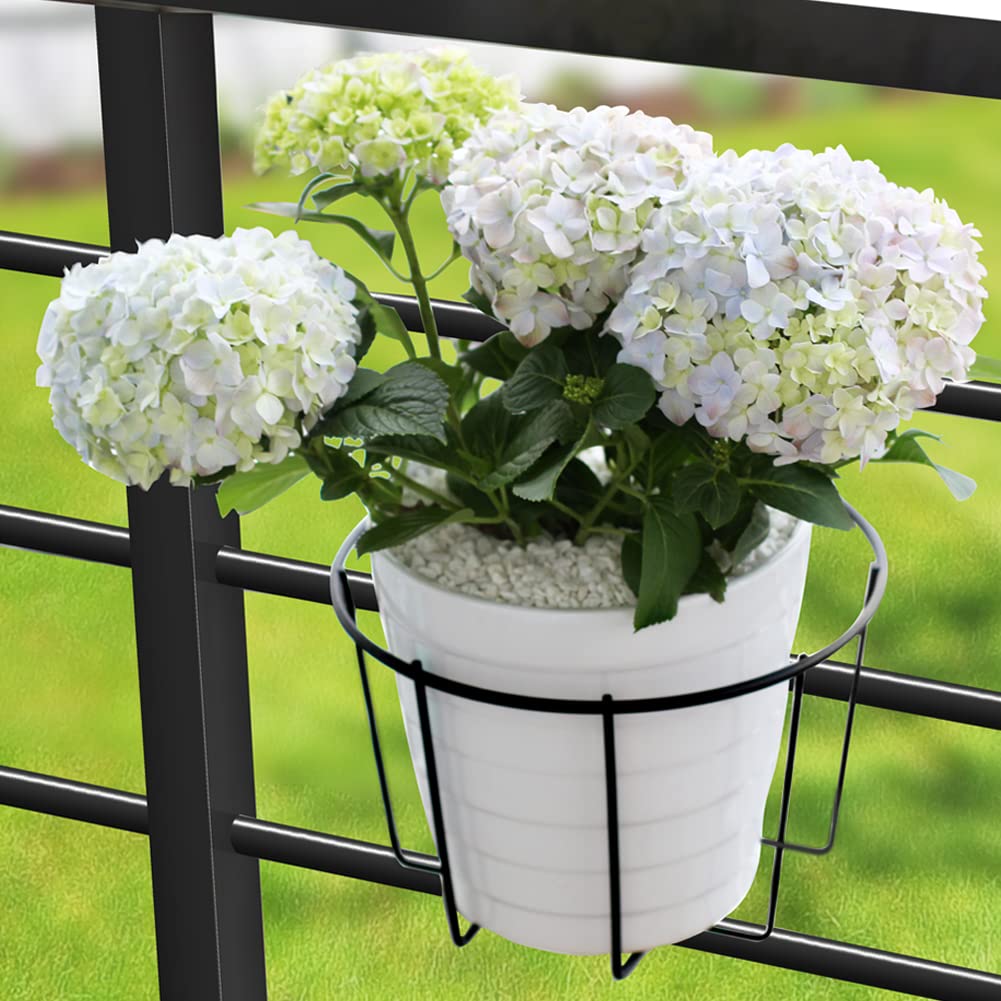 TreeLen 3Pack 10inch Railing Planter Outdoor Balcony Hanging Baskets for Plants Fence Planters Metal Potted Stand Indoor Porch Railing Planters Flower Pot Holder