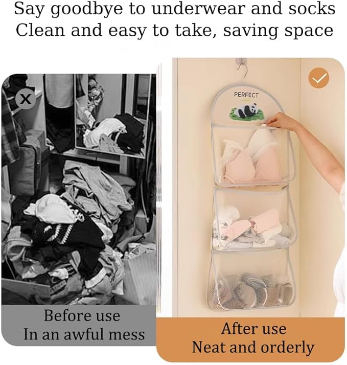 MIUPOO Multi Purpose Multi Layer Mesh Storage Hanging Bag, Hanging Storage