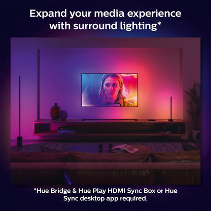 Philips Hue Signe White and Colour Ambiance Gradient Table Lamp [Black], Smart Bedroom Lighting with Bluetooth, Plug-in Lamp Works with Alexa, Google Assistant and Apple Homekit.