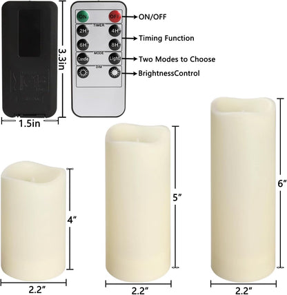 Enpornk Set of 24 Flameless Led Battery Opeated (D2.2'' x H4''5''6'') Waterproof Outdoor Indoor Candles with 10-Key Remotes and Cycling 24 Hours Timer