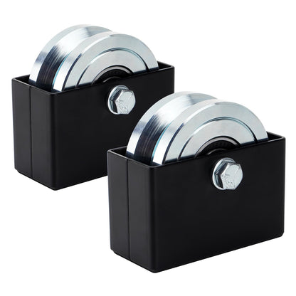 TRUCFUSION 4" V Groove Gate Wheel with Weld on Box, Solid Sliding Gate Wheels, Load Capacity 3000LBS Heavy Duty for Rolling Door Inverted V Tracks (2 Set)