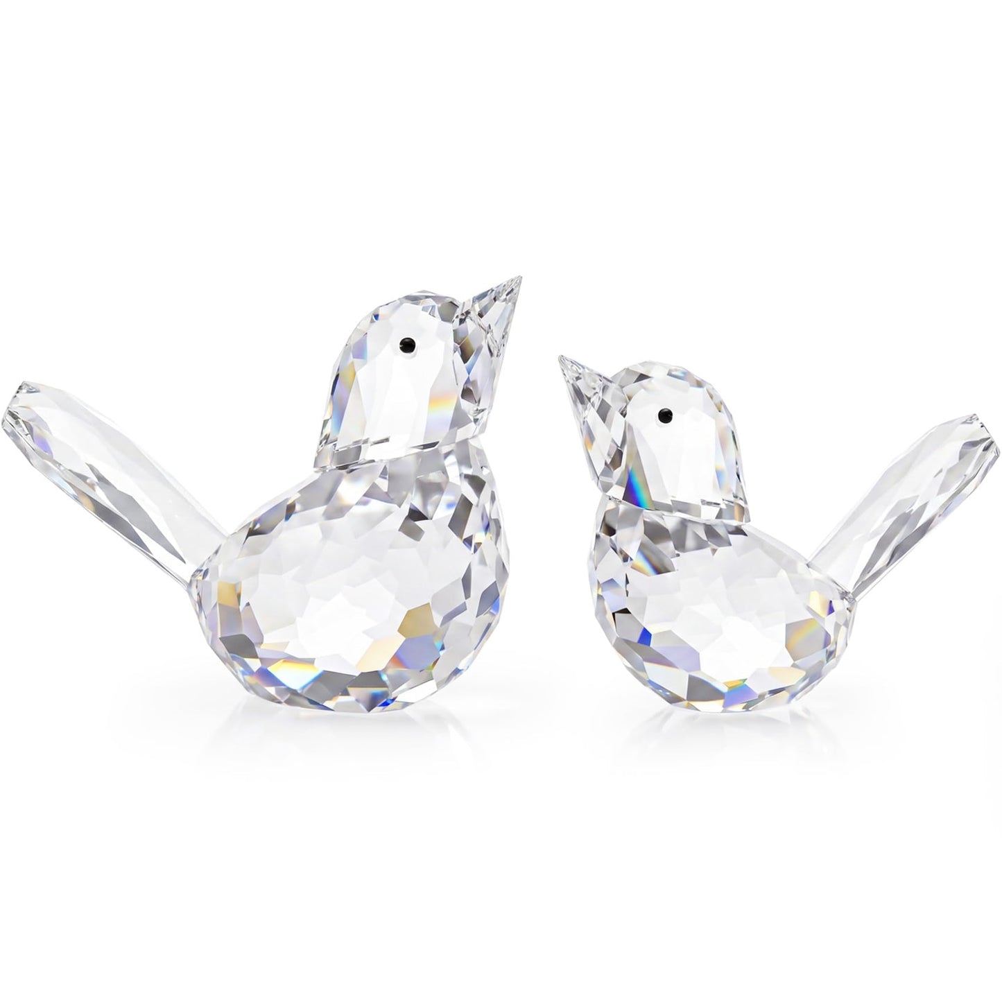 YWHL 2Pcs Clear Crystal Bird Figurines, Handmade Glass Birds Gifts for Women Men, Art Animals Decorative Ornament Collectible Figurine (Clear)