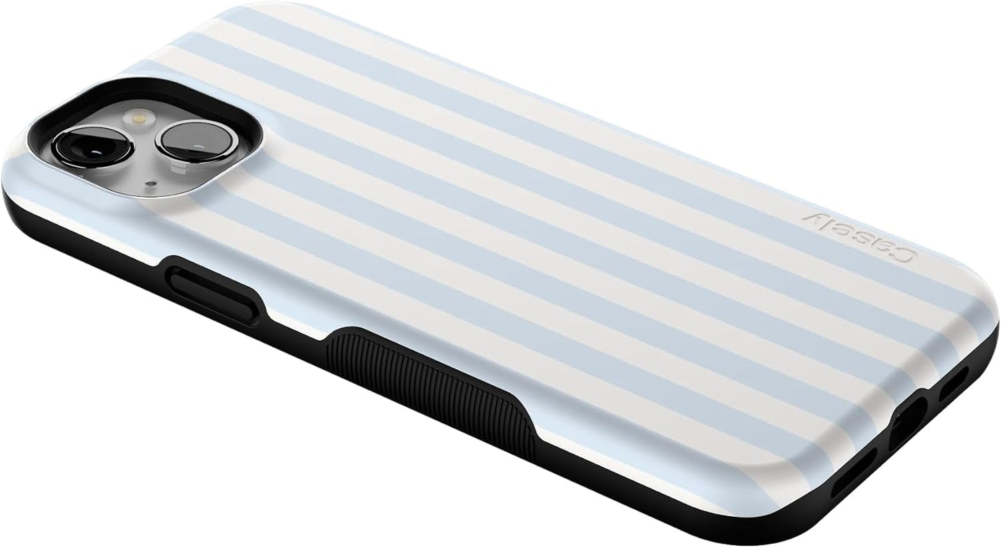 Casely iPhone 15 Case | Blue Stripes | Sunday Best | Compatible with MagSafe | Bold Protective Design