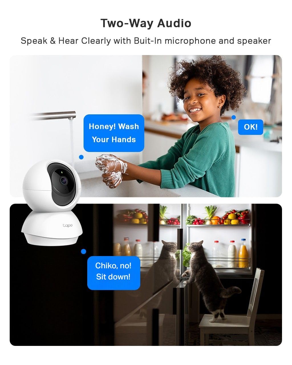 Tapo C210 2K 3MP Pan/Tilt Indoor Camera House Security Camera, WiFi Camera, No Monthly Fee, AI Detection, Dog Puppy Camera, Baby Camera Monitor, 360° View, Night Vision, Works with Alexa & Google