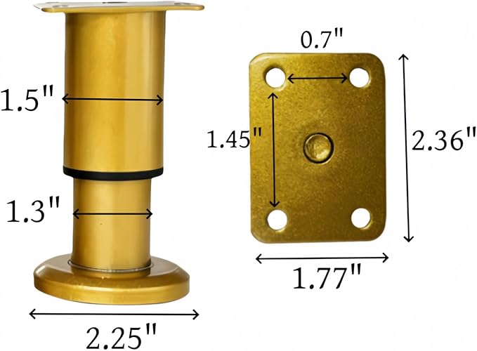 4PCS Adjustable 3.1-4.7 Inch Metal Furniture Legs Brass Furniture Replacement
