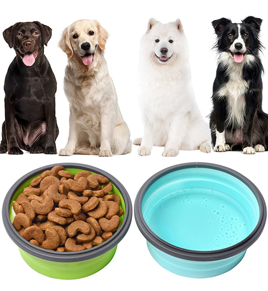 Large Collapsible 40 OZ Travel Dog Bowls, 2 Pack with Lids, Foldable Silicone Food & Water Bowl for Large Dogs, Lightweight & Leak Proof, Perfect for Outdoor Travel, Camping & Hiking