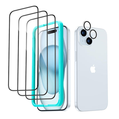 ESR 3 Pack for iPhone 15 Pro Max Screen Protector, [9H Hardness] [Military Grade Shatterproof] Full Coverage Tempered Glass Film with Easy Installation Tool, HD Clear, Scratch Resistant