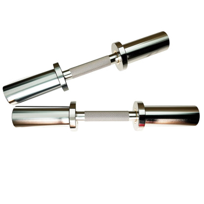 qibylift Olympic Dumbbell Handles Set of 2, Loadable Dumbbell Bars for 2 Inch Weight Plates, 16 Inch Chrome Barbell with 28mm Grip, 200 lb Capacity, Home Gym Strength Training (Chrome)