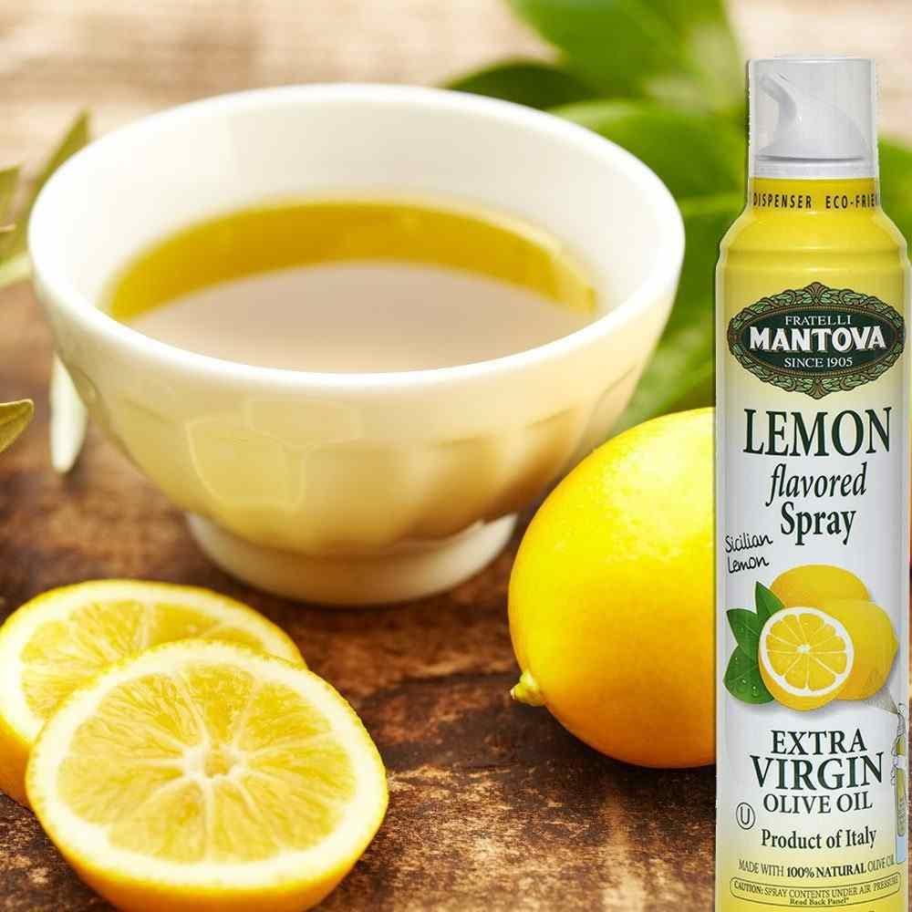 Mantova Extra Virgin Olive Oil Spray Garlic Flavored 8 oz. Spray Bottle - Manage Oil Amount - Great For Salads & Cooking