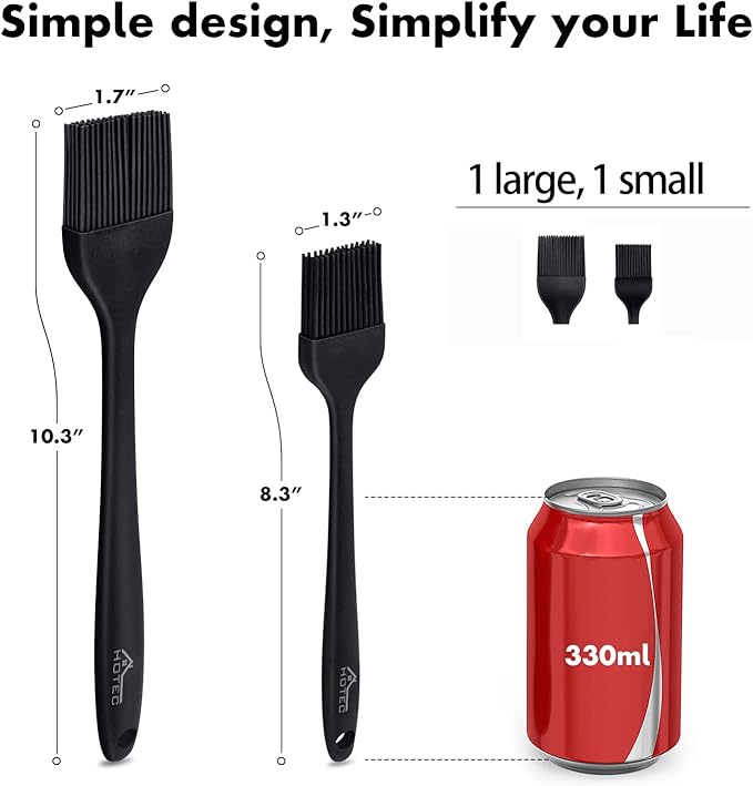 HOTEC 600℉ Heat Resistasnt Basting Brushes, BPA Free Silicone Pastry Brush