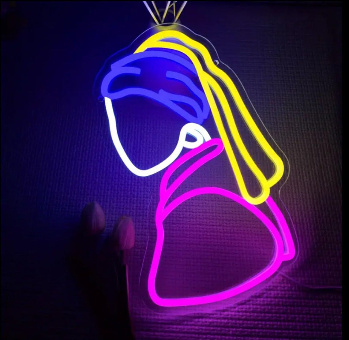 Neon Signs for Wall Decor Pearl Girl LED Sign Neon Lights for Bedroom Party Birthday Room Man Cave Decor,9.5x15 inches