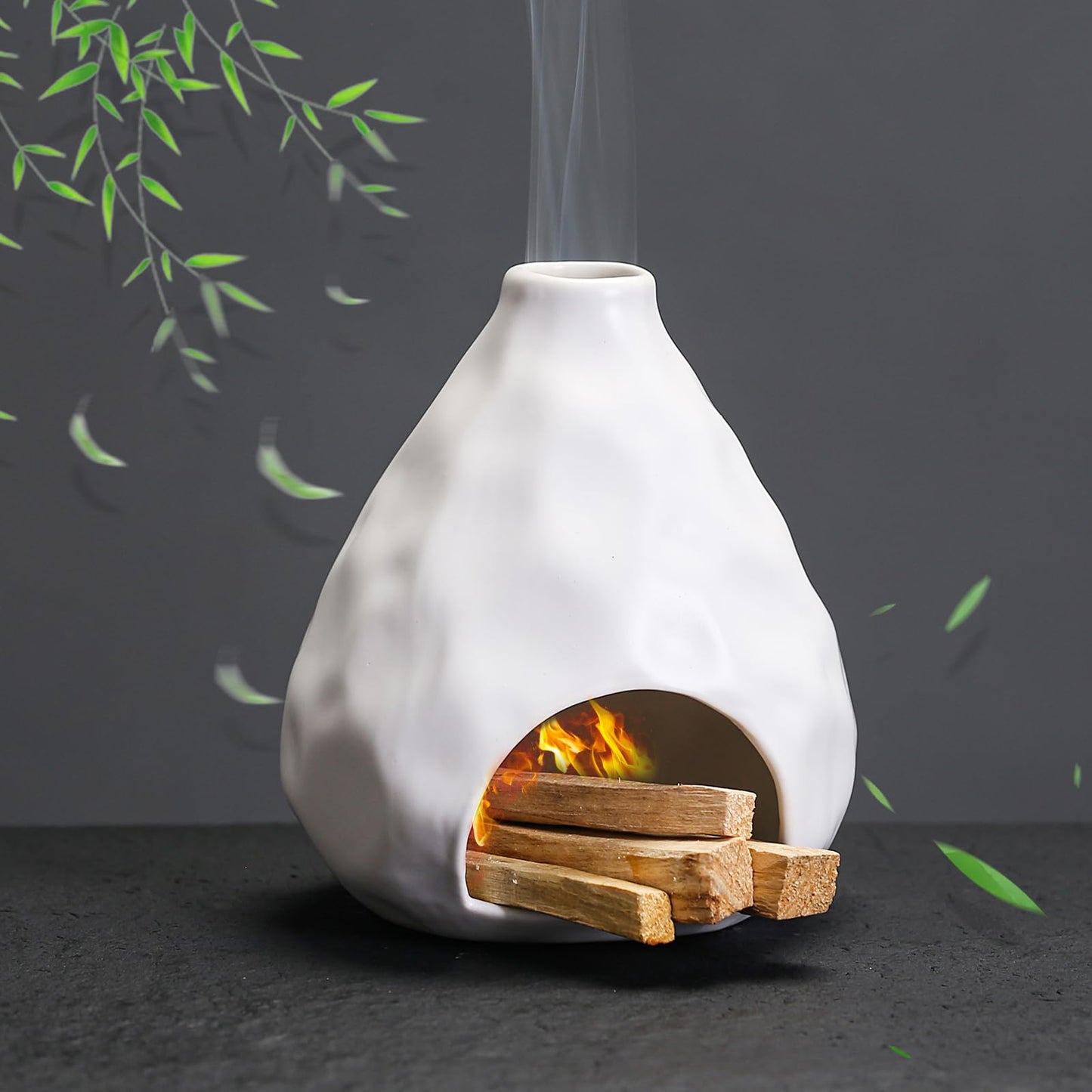 Palo Santo Sticks Holder Ceramic Incense Burner Holder Smudge Bowl for Sage Incense Cone Yoga Spiritual Meditation Room Home Decor Gift Mini Chiminea Ash Catcher