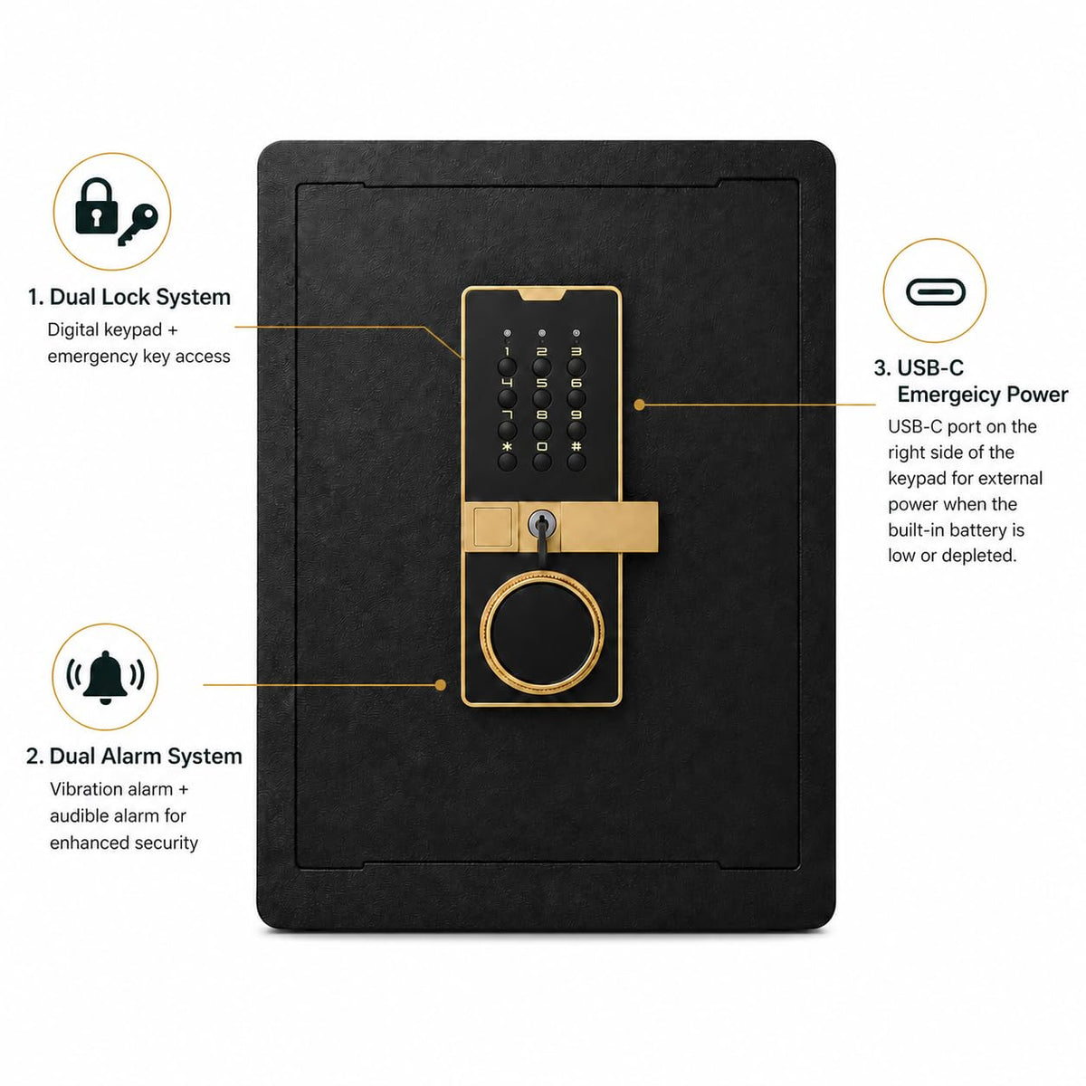 Safe Box, 17.7" Tall 1.4 Cubic Feet Home Office Safe with Built-in Safe Compartment, Security Cabinet Safe for Money Cash Valuables, Digital Electronic Keypad, Dual Alarm System, Removable Shelf