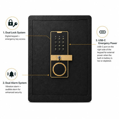 Safe Box, 17.7" Tall 1.4 Cubic Feet 2-Layer Home Office Safe, Security Cabinet Safe for Money Cash Valuables, Digital Electronic Keypad, Dual Alarm System, Removable Shelf