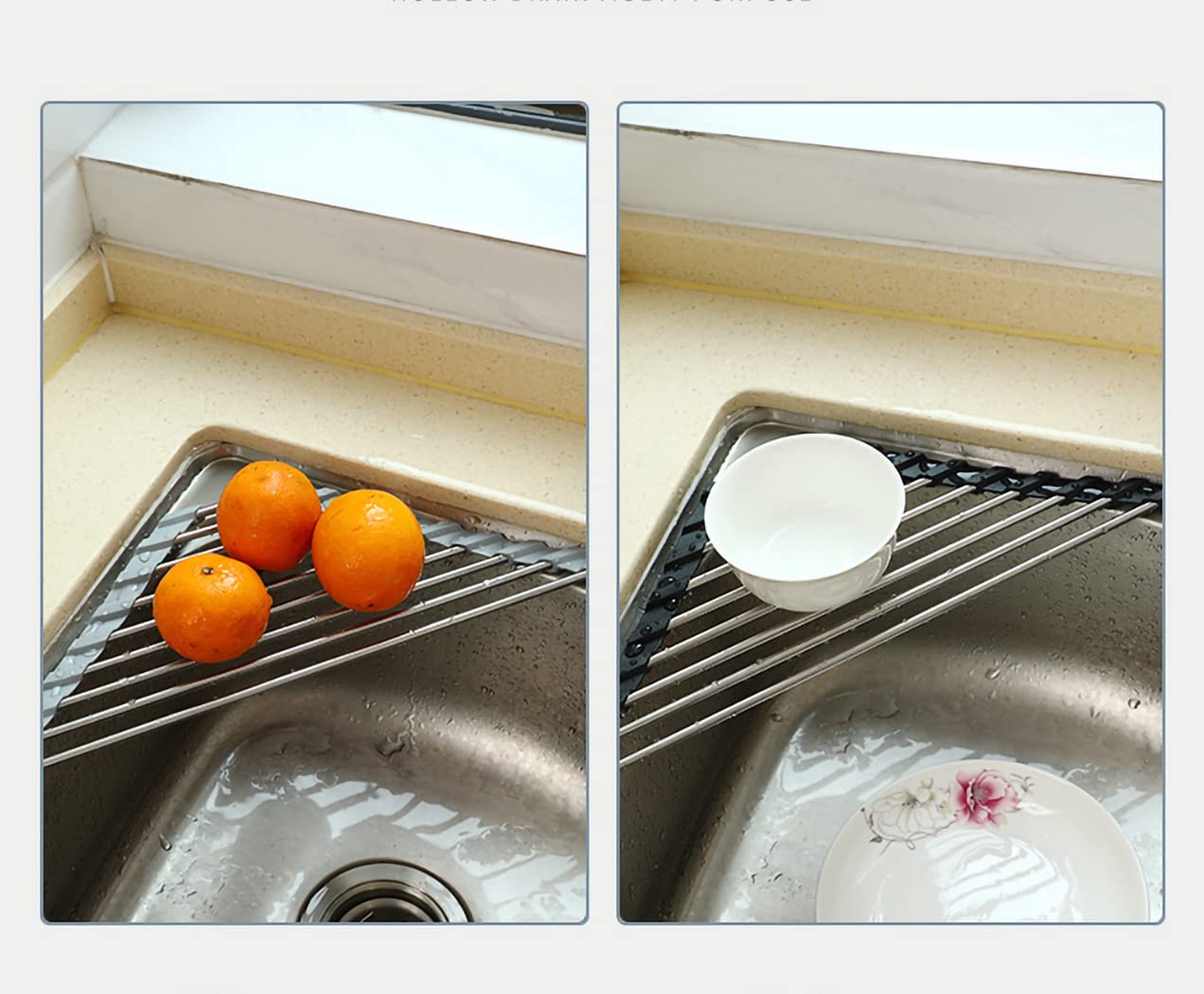 Ahyuan Roll up Dish Drying Rack Over The Sink Kitchen Roll up Sink Drying Rack Portable Dish Drainer Foldable Dish Drying Rack (Warm Gray, 17.8''X17'')