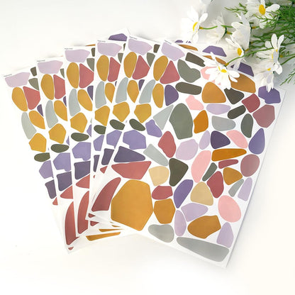 610 PCS Terrazzo Wall Decals – 10 Sheets Modern Abstract Marble-Inspired Vinyl Peel & Stick Wall Art Decor, Neutral Aesthetic Wall Stickers for Bedroom, Living Room, Home Office & Studio