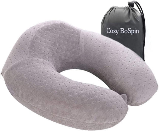 Travel Pillow - Luxury Memory Foam Neck Support Cushion Neck Support Pillow (Gray)