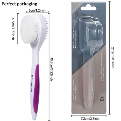 2 Pack Facial Cleansing Brush 2 in 1 for Face Exfoliation, Soft Bamboo Charcoal Microfiber Bristle Dual Face Silicone Scrubber Brush for Pore Deep Cleansing Skincare with Lid, Black+Gradient