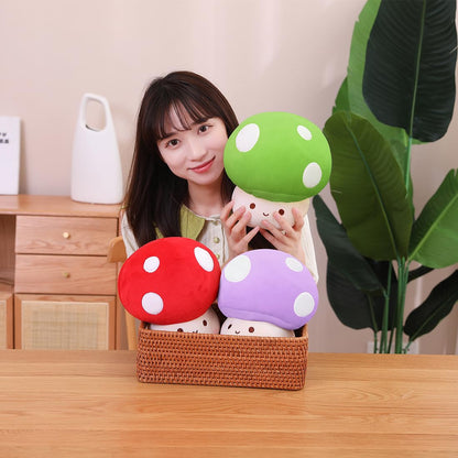 Yeqivo Cute Mushroom Plush Toy, Purple Mushroom Plush Pillow 3D Soft Mushroom Plushie, Mushroom Hugging Plush Pillow Gift for Girls Kids Home Mushroom Decor Christmas Birthday 35cm