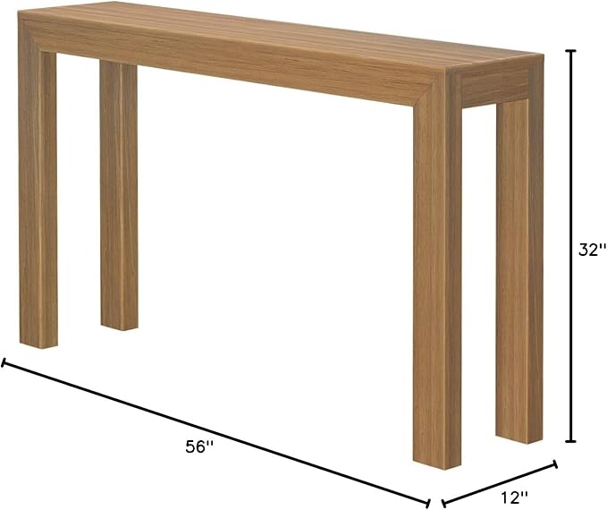 Plank+Beam Modern Solid Wood Console Table, 56 Inch, Sofa Table, Narrow