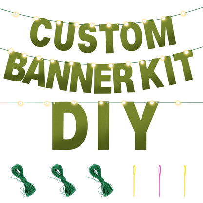 TaoBary 112 Pcs DIY Letter Kit Glitter Customizable Banner Letters Include 107 Letters and Numbers 3 Rope and 2 Needles for Birthday Halloween Christmas Wedding Valentine Party Decor(Bright Green)