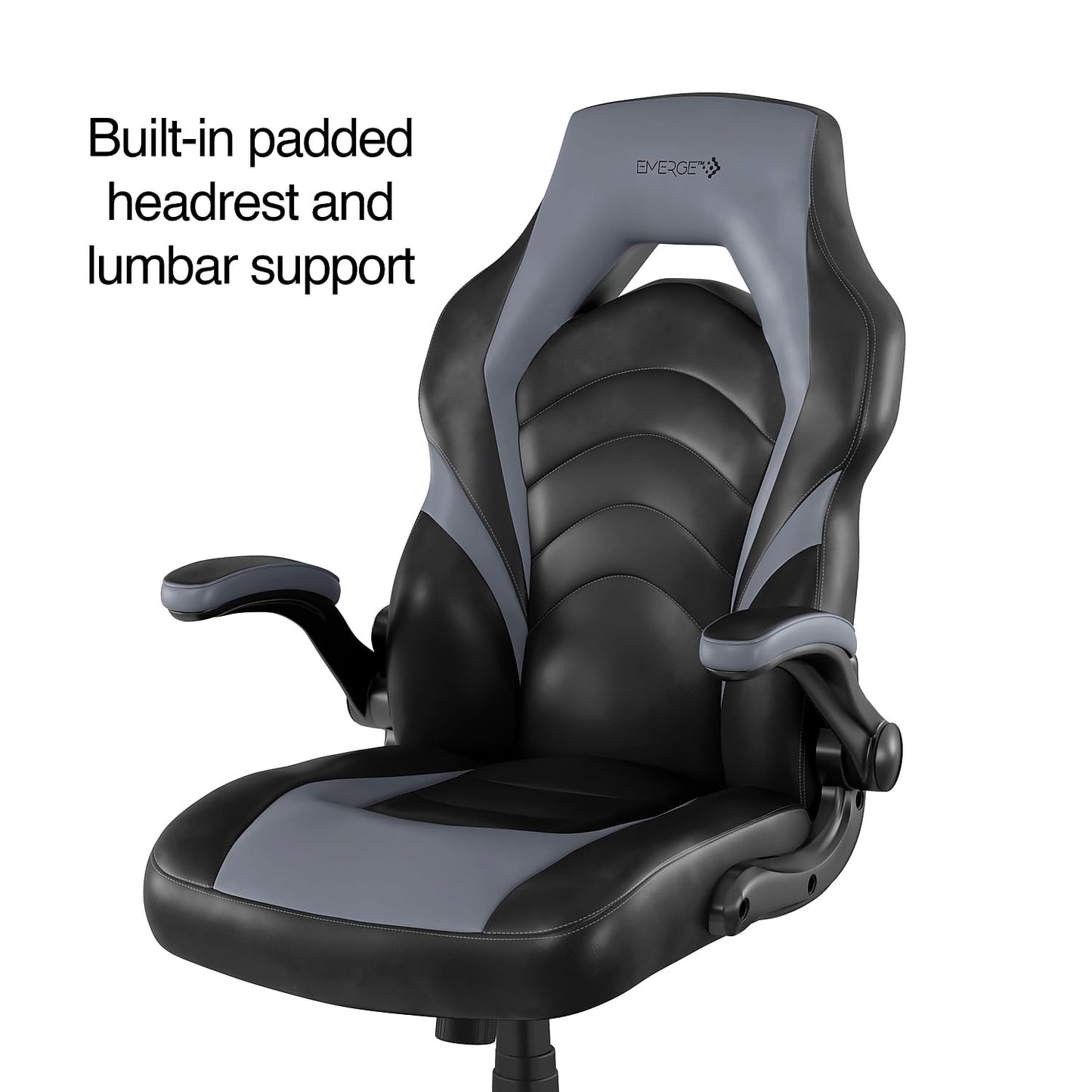 Staples Emerge Vortex Bonded Leather Ergonomic Gaming Chair with Lumbar Support, High Back and Adjustable Tilt Lock