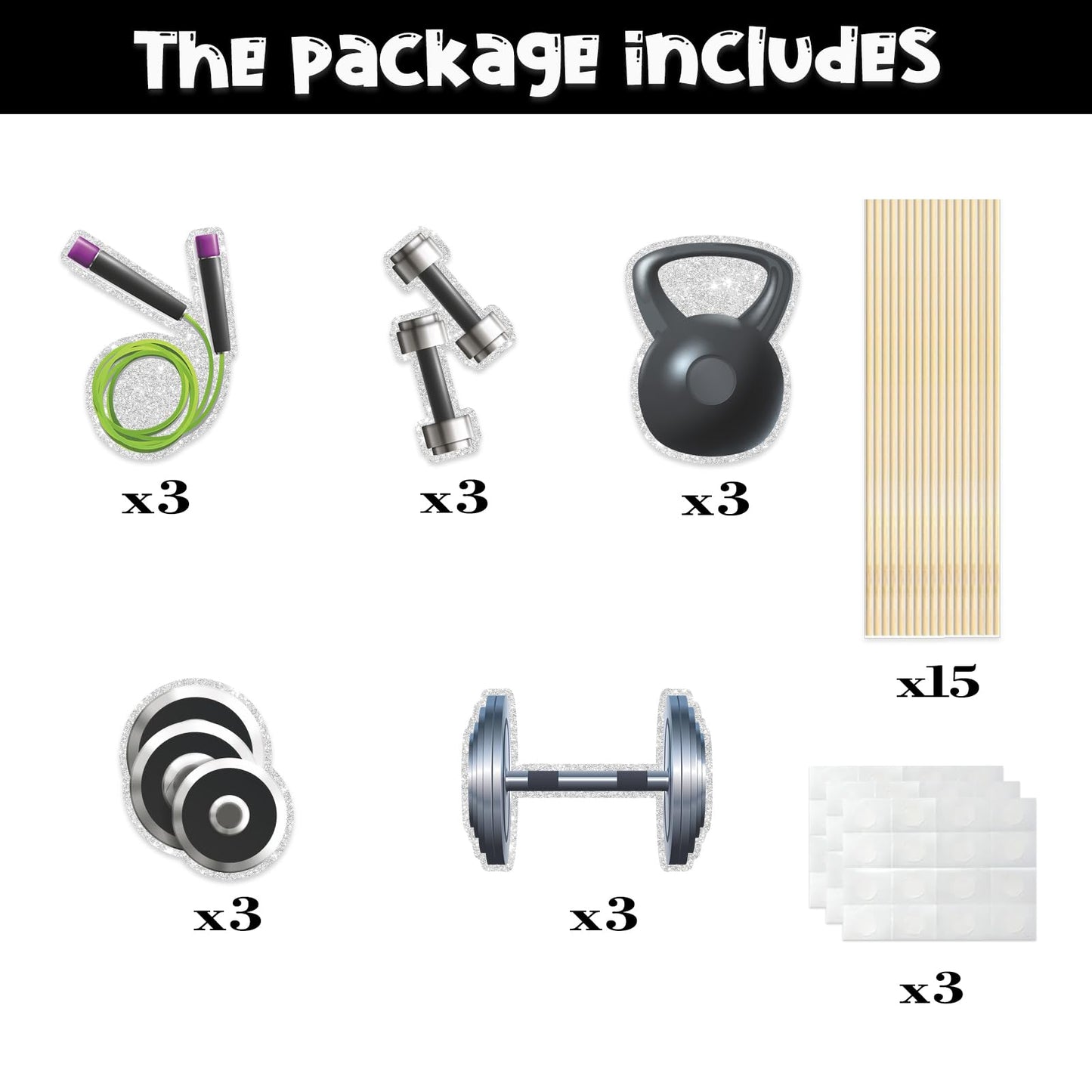 Set of 15,Gym Theme Centerpiece Sticks,Weight Lifting Motion Table Toppers,Biceps Dumbbells Kettlebells Bodybuilding Cupcake Picks,Fitness Themed Birthday Party Decorations