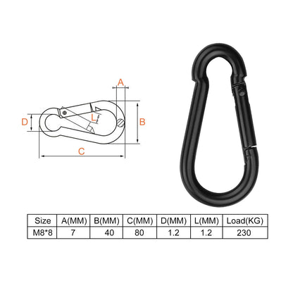 Acrux7 20 Pack 3.15 Inch Carabiner Clip Spring Snap Hook - Heavy Duty Quick Link Clip for Camping Hiking Traveling Outdoor Swing Gym