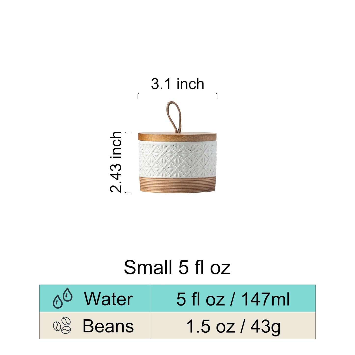 Miamolo Small Ceramic Jar with Lid, Coffee Container Kitchen Food Storage Jars for Spice Sugar Candy Matcha, Mini Kitchen Spice Jars for Counter, Home, Pantry - White & 5 fl.oz