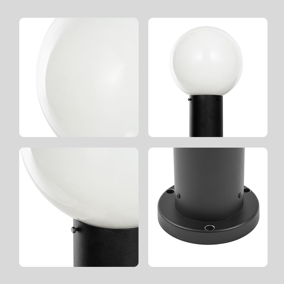 Lucande 35.5" Outdoor Post Light, Modern Outside Bollard Light with Opal Glass Globe, Black Aluminum Pathway Lamp Post Light for Walkway Driveway Patio Garden, Hardwired, E26 Bulb Not Included