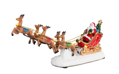 Santa's Sleigh and Reindeer Assortment - Christmas Reindeer Car with LED Light UP