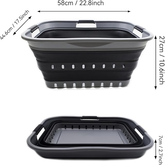 SAMMART 42L Collapsible Plastic Laundry Basket