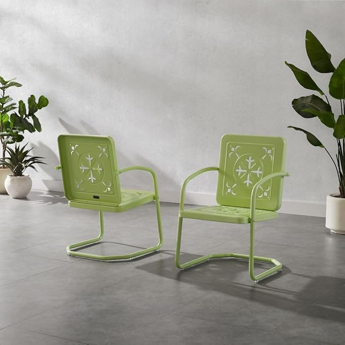 Crosley Furniture Azalea 2-Piece Outdoor Chair Set, Vintage Retro Metal Patio