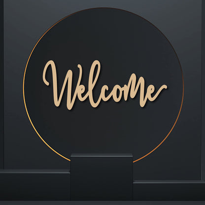 CREATCABIN Welcome Sign Wall Art Decor Welcome Wood Cutout Hanging Welcome Sign Rustic Welcome Sign for Front Door Home Apartment Kitchen Party Garden Farmhouse Porch 12 x 4.7 Inch