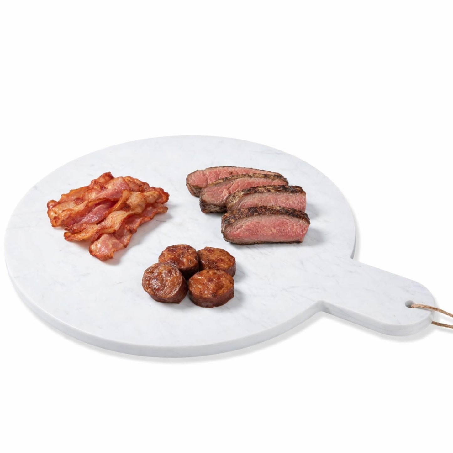 Ferrochef Round Marble Charcuterie Cutting Serving Board, 12 Inch Cheese Board with Handle for Kitchen Wedding Anniversary Bridal Shower, or Housewarming Gift