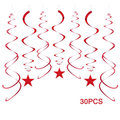 AimtoHome Party Star Swirl Decorations, Red Foil Ceiling Hanging Swirl Decorations with Star, Whirls Decorations for Birthday | Wedding | Anniversary | Graduation Party Supplies, Pack of 30