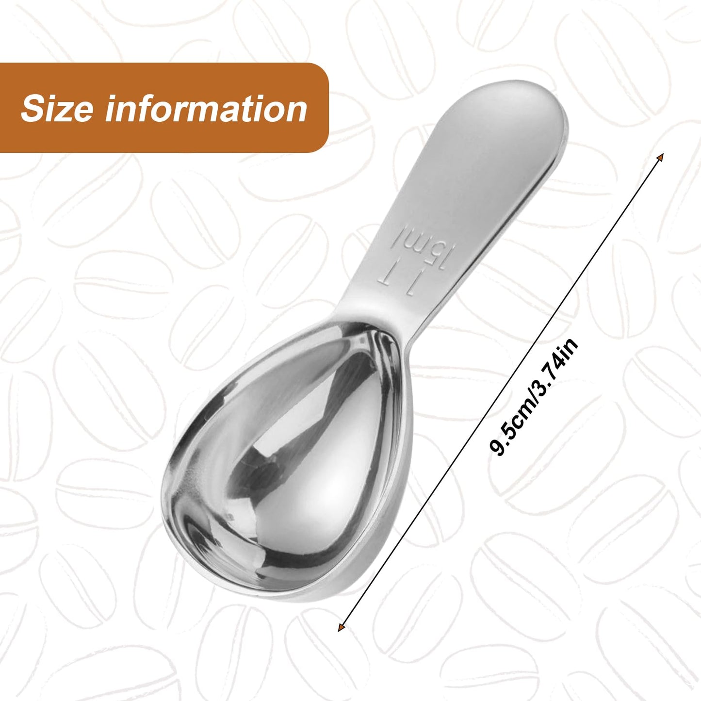 Houlishu 4 Pack 15ml (1 Tablespoon) 304 Stainless Steel Coffee Scoop, Short Handle Measuring Spoon for Ground Coffee/Beans, Fits in Canisters (4)