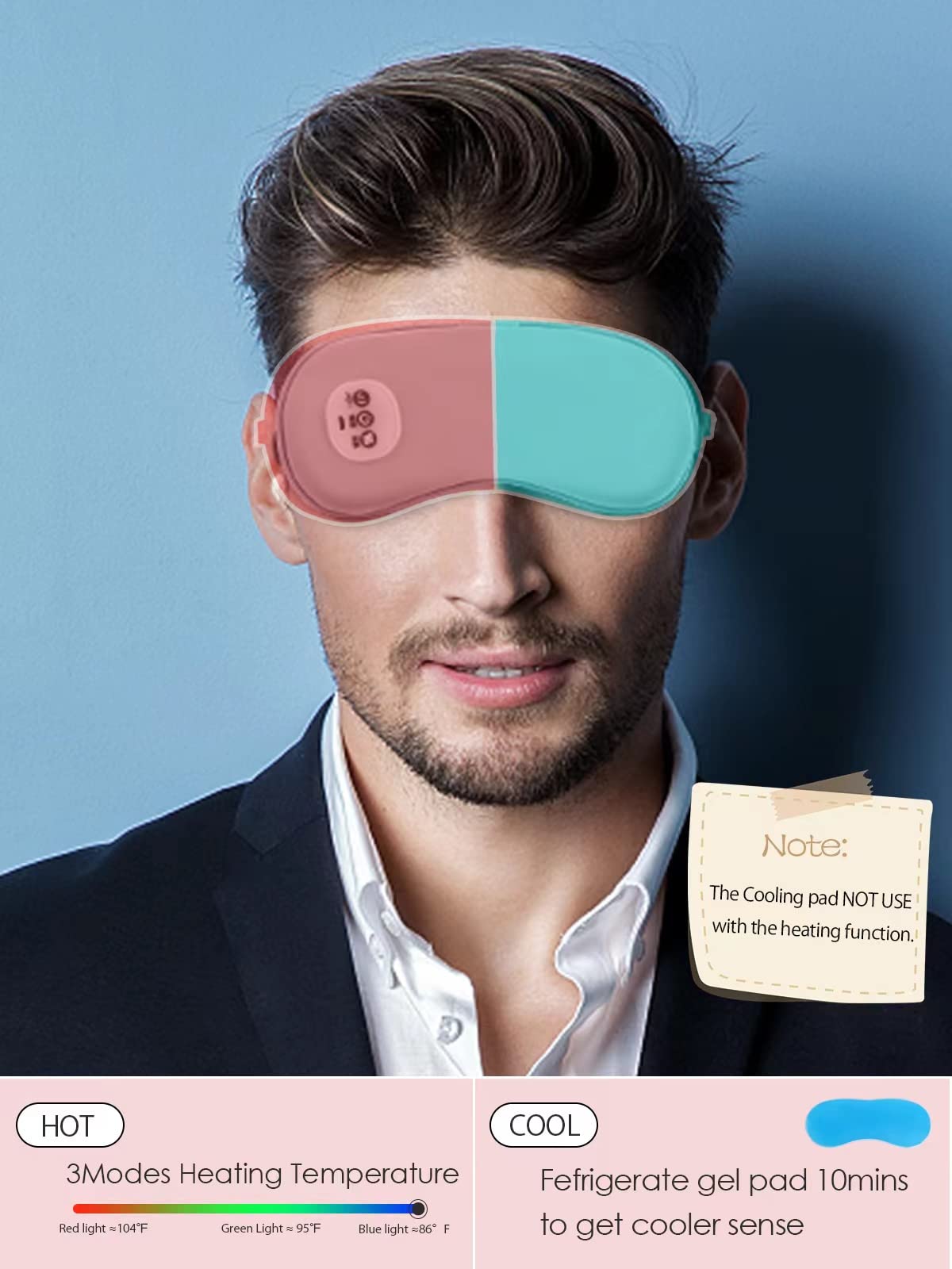 SandKing Cordless Heated Eye Massager with Cooling Eye Pad, Vibrating Heating Sleeping Mask for Men Women Kids -USB Charing Heated Eye Mask Electric for Dry Eyes, Relax,Travel (Blue)