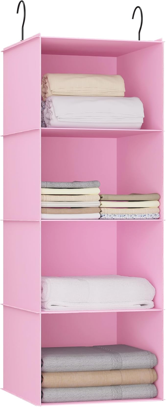 Hanging Closet Organizer, Easy Mount Foldable 4-Shelf Hanging Closet Wardrobe