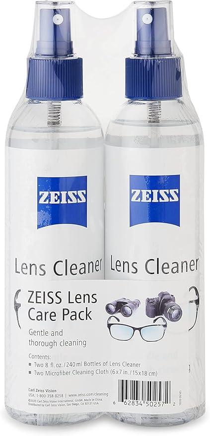 ZEISS Lens Care Pack – 2x 8oz Streak-Free Lens Spray and Microfiber Cloths
